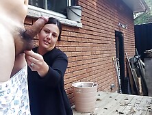 Outdoor Handjob & Cumshot For Our Neighbor