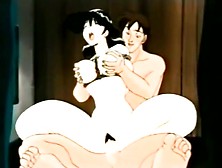 Rope bound hentai girl shared by two guys