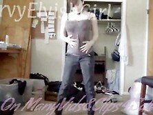 Large Boobs Redhead teen Striptease, booty widen, boob bounce