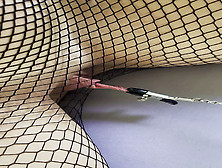 Play With Vagina Through Fishnet Pantyhose