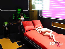 3D Dickgirl Android Plays With A Sexy Young Blonde In The Sci-Fi