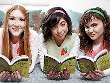 Reading a naughty book ends in wild foursome