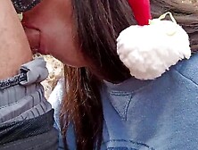 Tussi Milk goes out to look for a Christmas tree ends up sucking off on a penis and filling her mouth