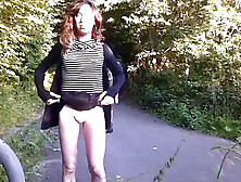 Transgender Babe Strips And Flaunts By The Bike Path