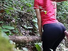 She begged me to jizz on her gigantic rear-end in yoga pants while hiking, almost got caught