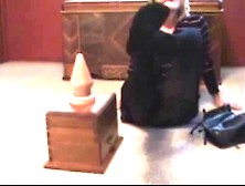 Busty cougar playing with her gaping slit