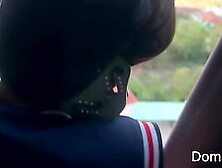 Slim Asian Petite Girl fucked hard in pussy and Ass making her stand in the balcony Full video in Premium.