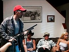 Two nasty blondes are riding dicks in foursome orgy