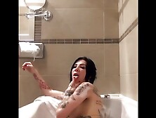 Horny Tattoed Stepsister Playing With Toys In A Bathtube During Holiday In Czech Republic