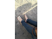 Candid Feet - Feet Jeans On The Street