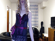 Crossdresser In Pantyhose Sucks On Dildo Before Taking It Deep In The Ass