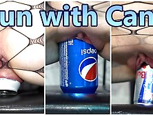 Wifey has Fun Fucking herself with Cans of Cola and Red Bull