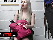 Haley Spades gets punished for stealing in a humiliating strip search and blowjob