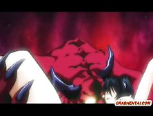 Cute anime gets monster fucked at her butt hole