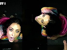 Cock hungry brunette Victoria Sunshine giving a BJ through a gloryhole