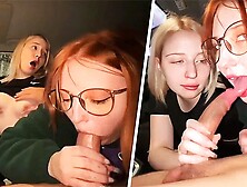 Double Blowjob In The Car Before Real Sex In A Public Cinema