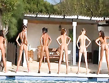 6 Europeans Teens Naked And Masturbating By The Poolside