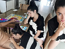 My stepsister loses in the game and pays the rent with her ass!