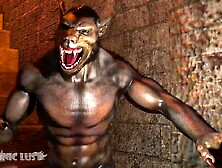 Elf Sorceress fastened & banged in dungeon by 2 werewolf monsters.  CG monster porn fairy tale u won't forget!