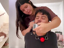 Total control: tied up female domina experience with the handgag squad
