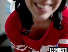 Lesbian teens engage in a devilish threeway