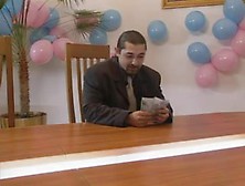 Sexy bride receives anal in wedding costume.