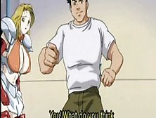 Tied up anime blonde gets big tits teased