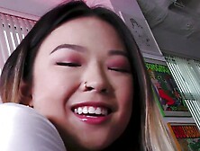 BJ Asian pierced n inked teen sucks POV cock n talks nasty