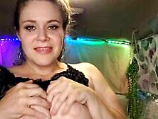 Hairy BBW stimulates her juicy clit on her knees