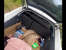 Step mom fresh: He feels the need to fuck her and parks the car on the side of the road and rides her in public