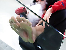 Sexy Teen Soles On A Glass Table - Teaser