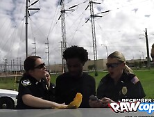 Naughty MILF officers want a rock hard bribe balls deep