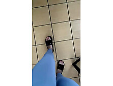 POV: the Sound of Flip-flops When Walking in Gray Leggings