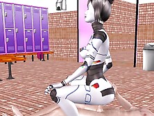 An Animated 3D Cartoon Porn Video - A Sexbot Robot Girl Giving Sexy poses then Riding a mans dick in Reverse Cowgirl Position.