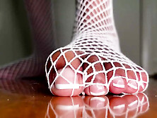 Pink Foxx Pedicure Feet In Fishnets