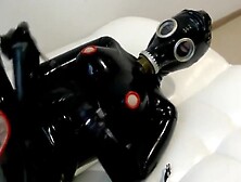 Latex Gasmask Masturbation With Anal Plug