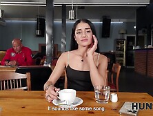 HUNT4K.  Hunter discovered a marvelous small honey Ara Mix in a cafe and showed her real sex in the throne room