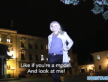 Blonde Milf Agrees To Fuck With Stranger Outside For Some Cash