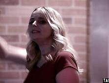 Big boobed blonde BBW beauty Codi Vore saying thanks on a big dick