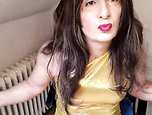 Cuming In Golden Dress