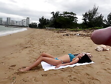 Babe Can I Cum On Your Tits? - Public Cock Flashing On The Beach