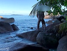 spying a exposed honeymoon pair - sex on public beach in paradise
