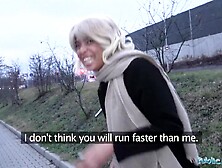 Public Agent Black with hot body golden-haired hair and hairless snatch