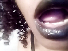 Young Latina Ruining Black Lipstick While Sucking Cock