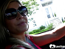 Sexy stepmom shows off feet while driving