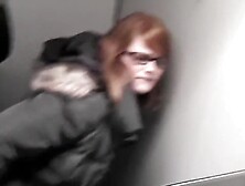 Redhead German in Grey Puffy Jacket and Fur Hood Sex