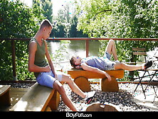 Gay Twink Boys Bareback Fucking On The Houseboat