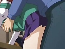 Hentai girl blows a guy and lifts skirt up to be fucked