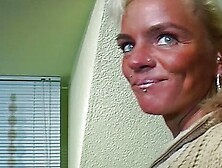 Slim and old German blonde loves stuffing her dildo deep inside