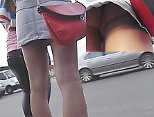 Sexy Upskirt Cutie Staying Back To Spy Boy